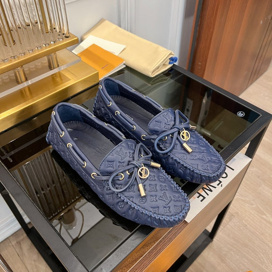 LV GLORIA FLAT LOAFER LOGO STAMPING DARK BLUE - 35