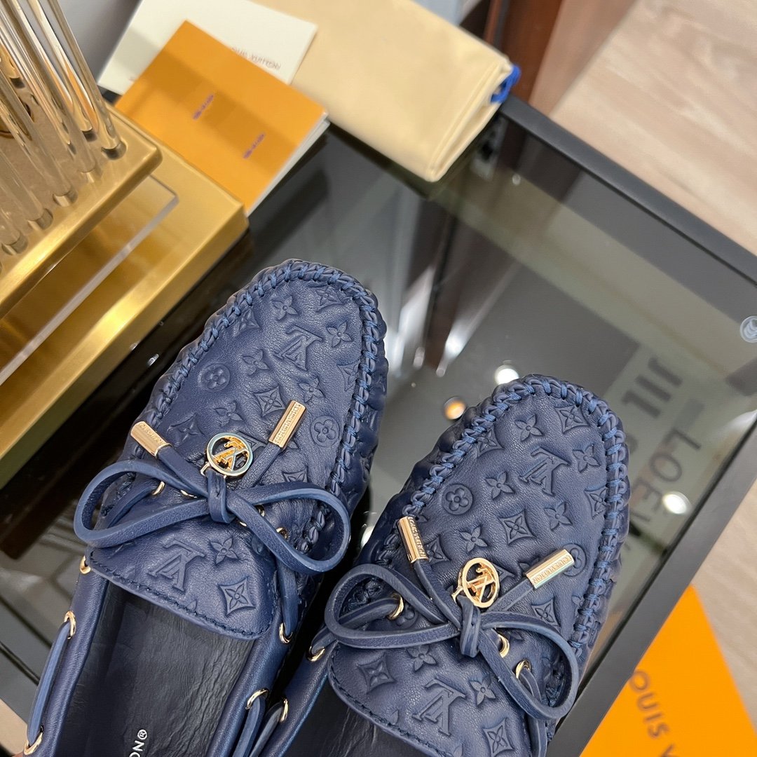 LV GLORIA FLAT LOAFER LOGO STAMPING DARK BLUE - 35