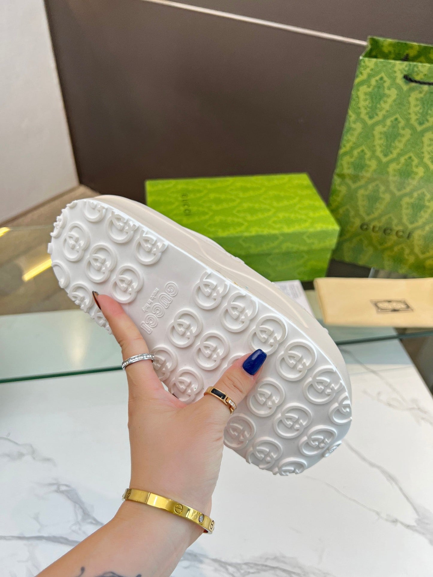 PLATFORM SANDALS IN WHITE CREAM MONOGRAM IMPORTED TPU - 35