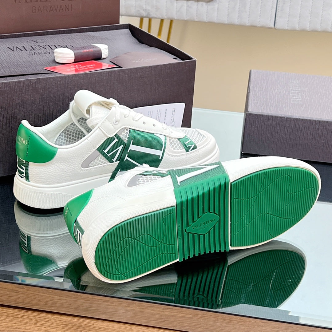 VALENTINO 25S GARAVANI VL7N SNEAKERS IN WHITE MIX GREEN LAMBSKIN - 35