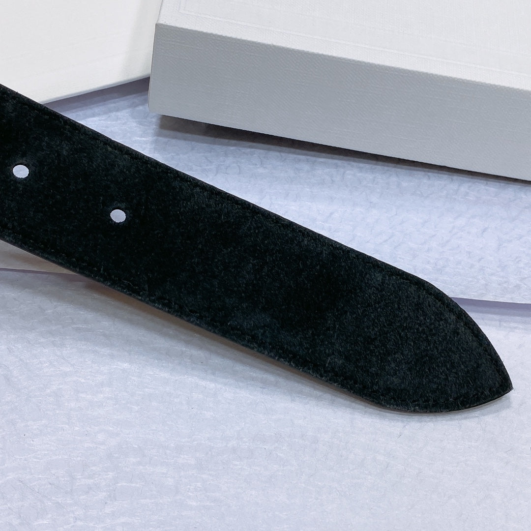 CL LARGE 35 MM BELT IN BLACK CALFSKIN LIGHT GOLD HARDWARE - 30
