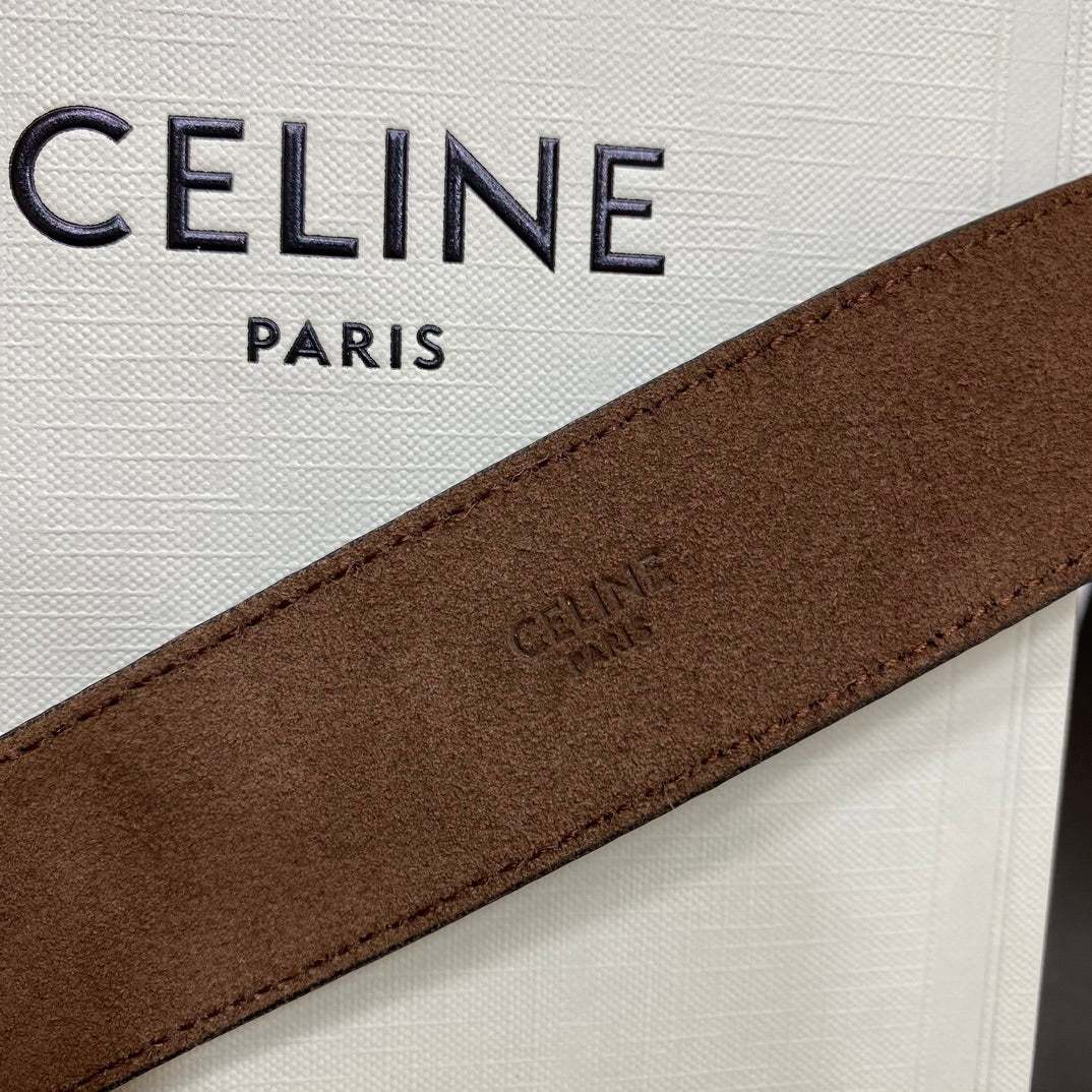 CL LARGE 35 MM BELT IN BLACK AND BROWN CALFSKIN GOLD HARDWARE - 30