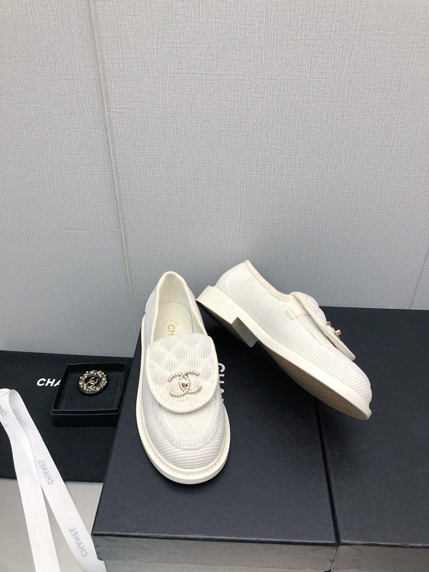 moccasins white denim 40mm - 35