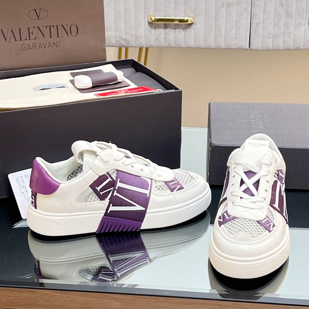 VALENTINO 25S GARAVANI VL7N SNEAKERS IN WHITE MIX PURPLE LAMBSKIN - 35