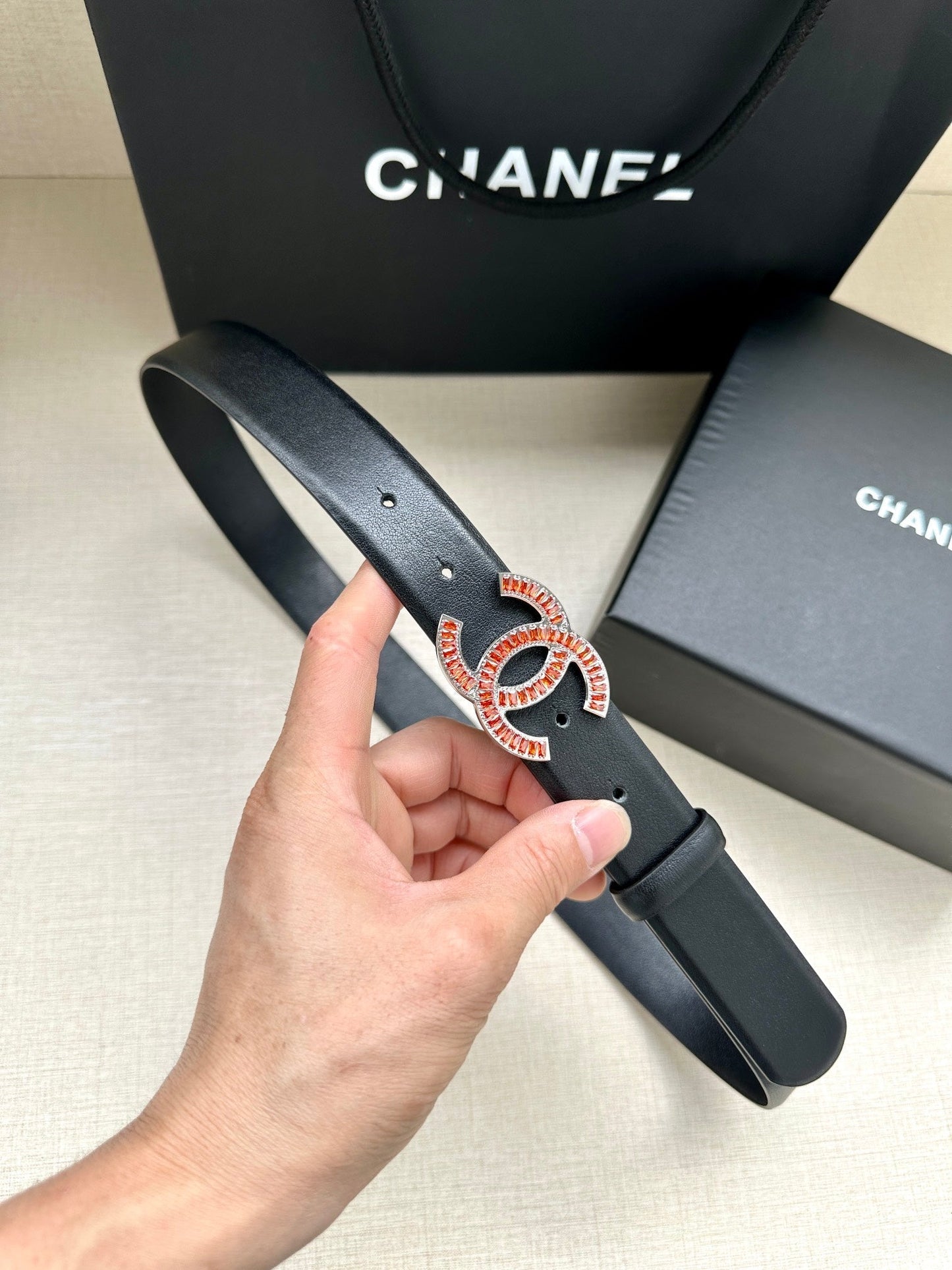 CHANEL 25S BELT 30 MM IN BLACK CALFSKIN 616968 - 30