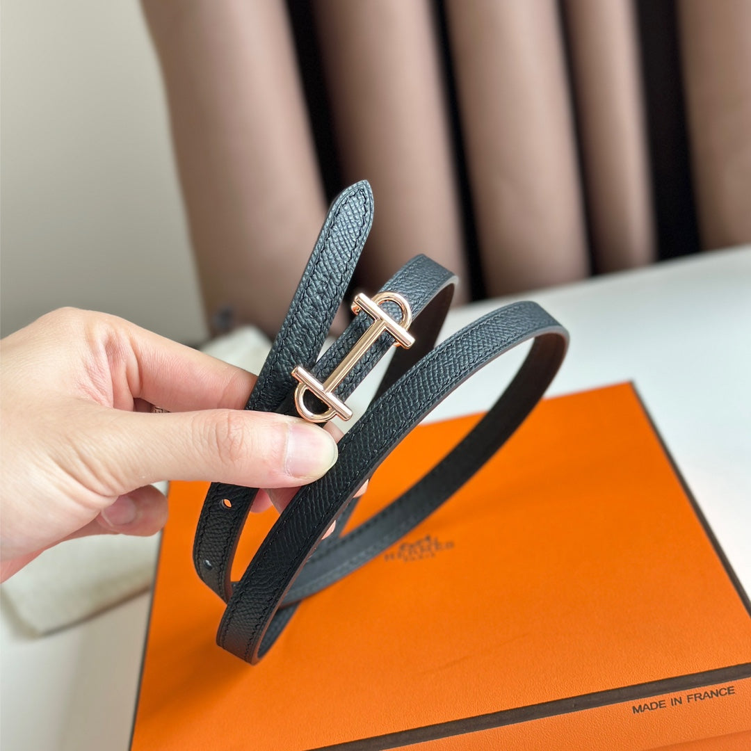HM GAMMA BUCKLE & REVERSIBLE BLACK LEATHER STRAP 13MM COPPER HARDWARE - 30