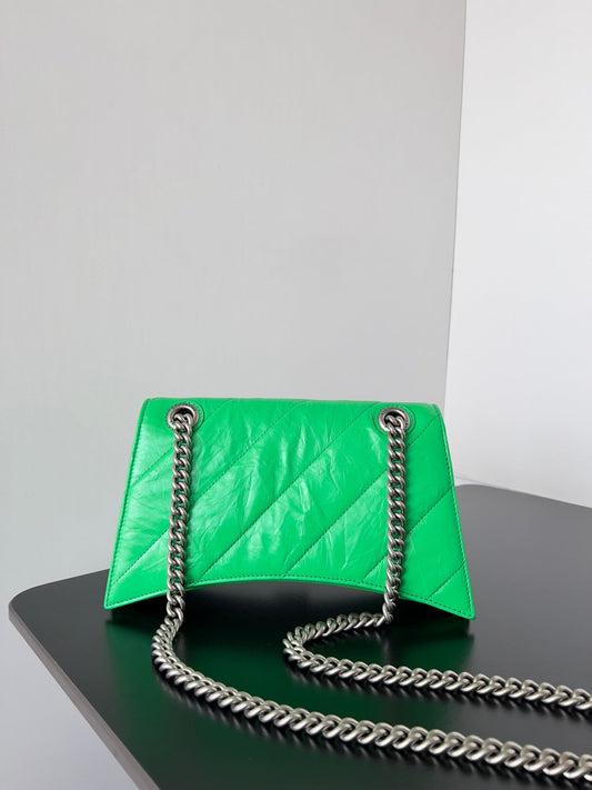 СУМКА CRUSH З ЛАНЦЮЖКОМ 25 ІЗ ЗЕЛЕНОЇ стьобаної ШКІРИ CRUSHED CALFSKIN ЗІ СРІБНОЮ ФУРНІТУРОЮ