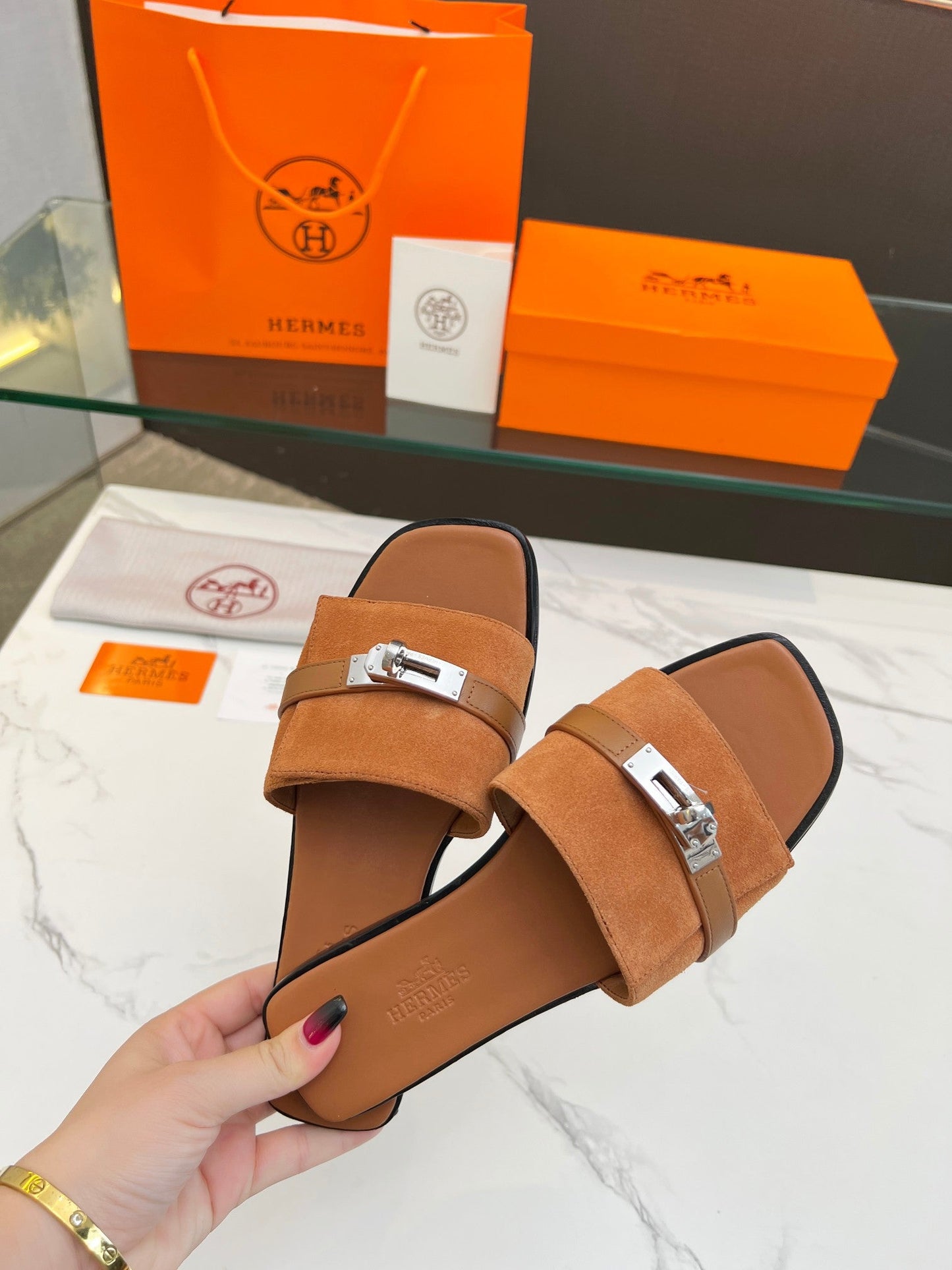 Giulia Sandal Tan Suede Tan Calfskin - 35