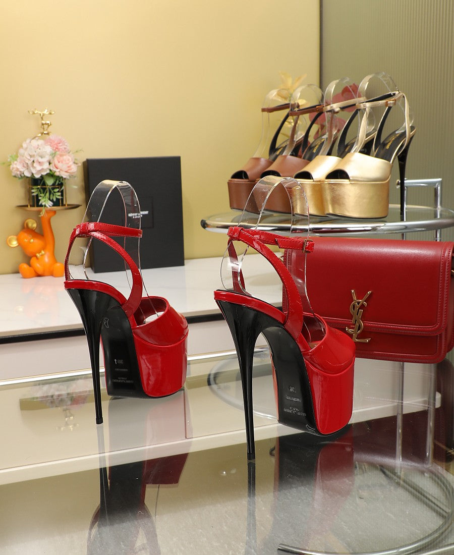 SL SUPER HIGH HEELS SANDAL RED CALFSKIN - 34