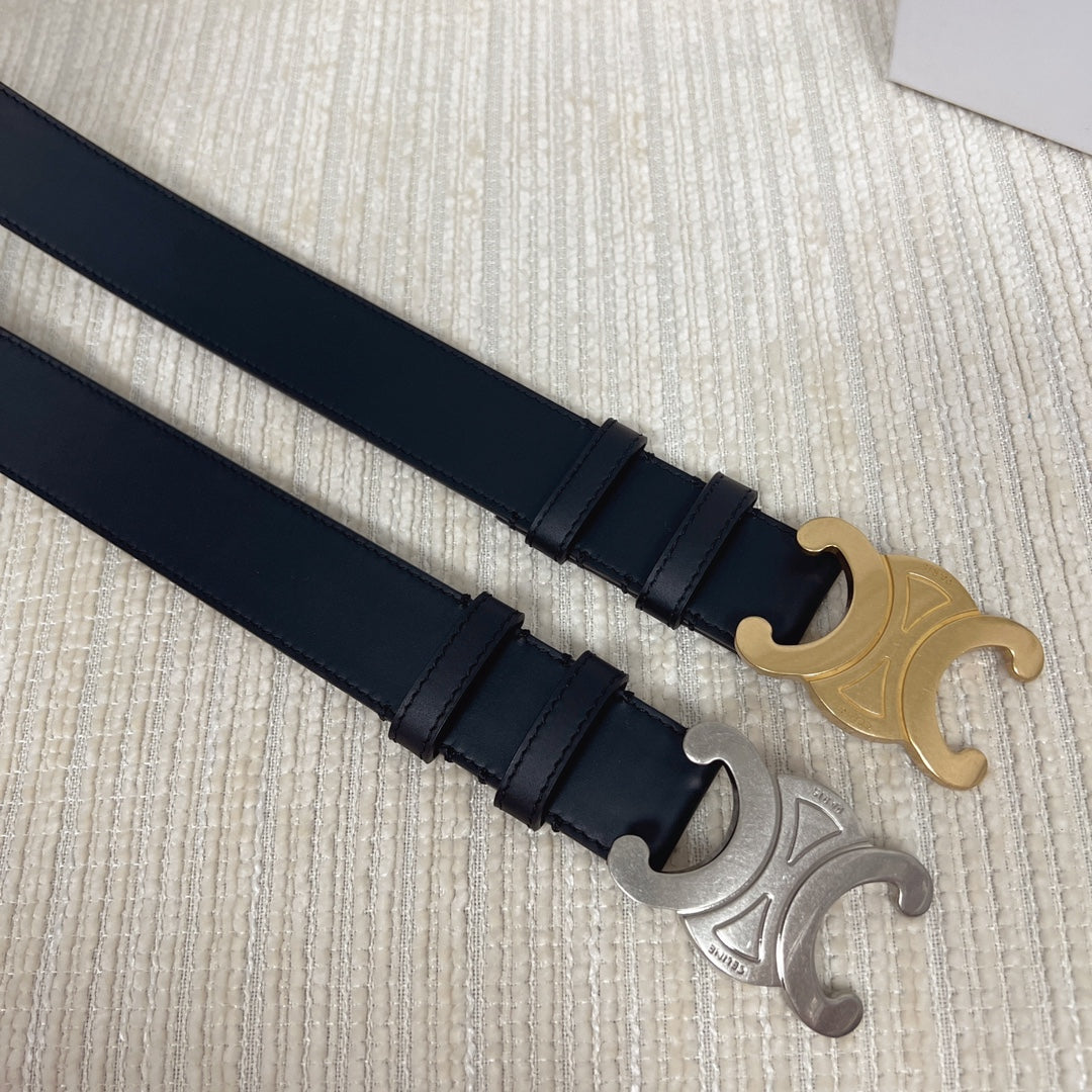 Triomphe Belt 35mm Black Calfskin Shw - 30