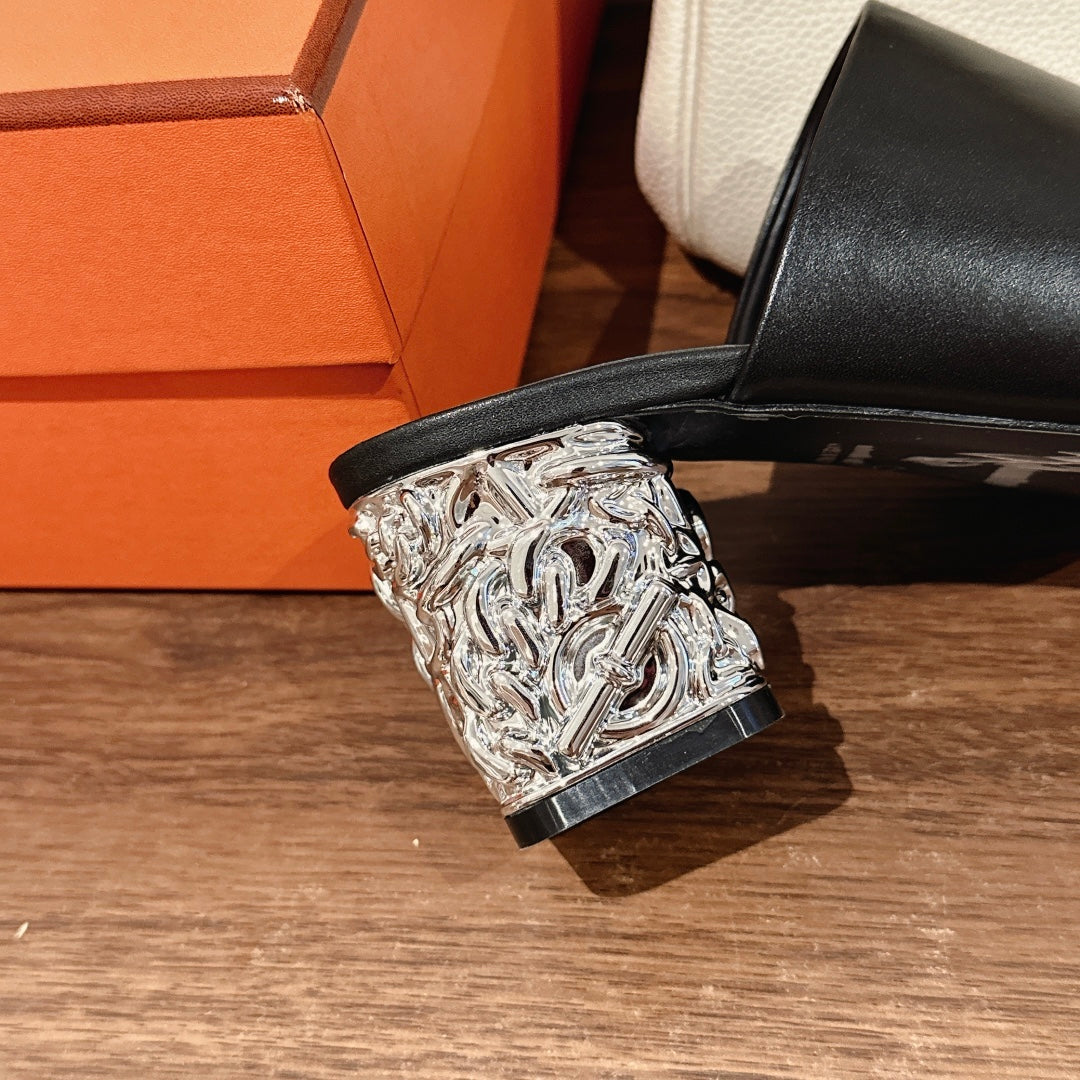 GLAM MULE 60 BLACK LAMBSKIN - 35