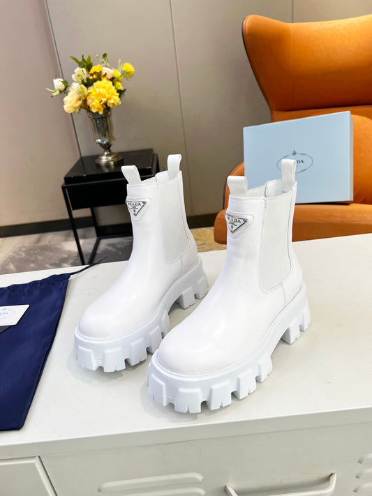 PRA MONOLITH BRUSHED BOOTIES 55 WHITE CALFSKIN - 35