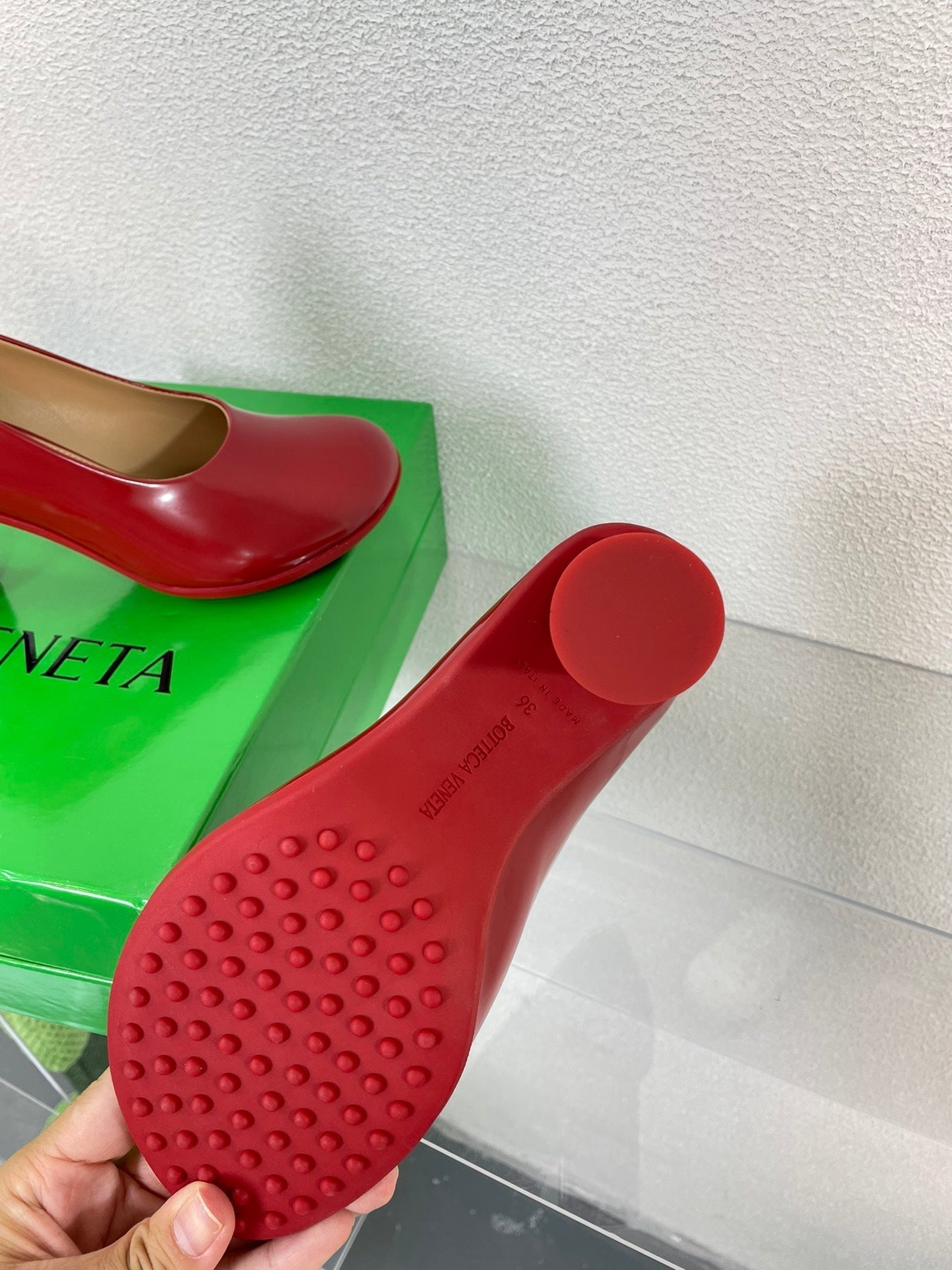 ATOMIC HIGH PUMP 9 CM IN RUBY RED CALFSKIN - 34