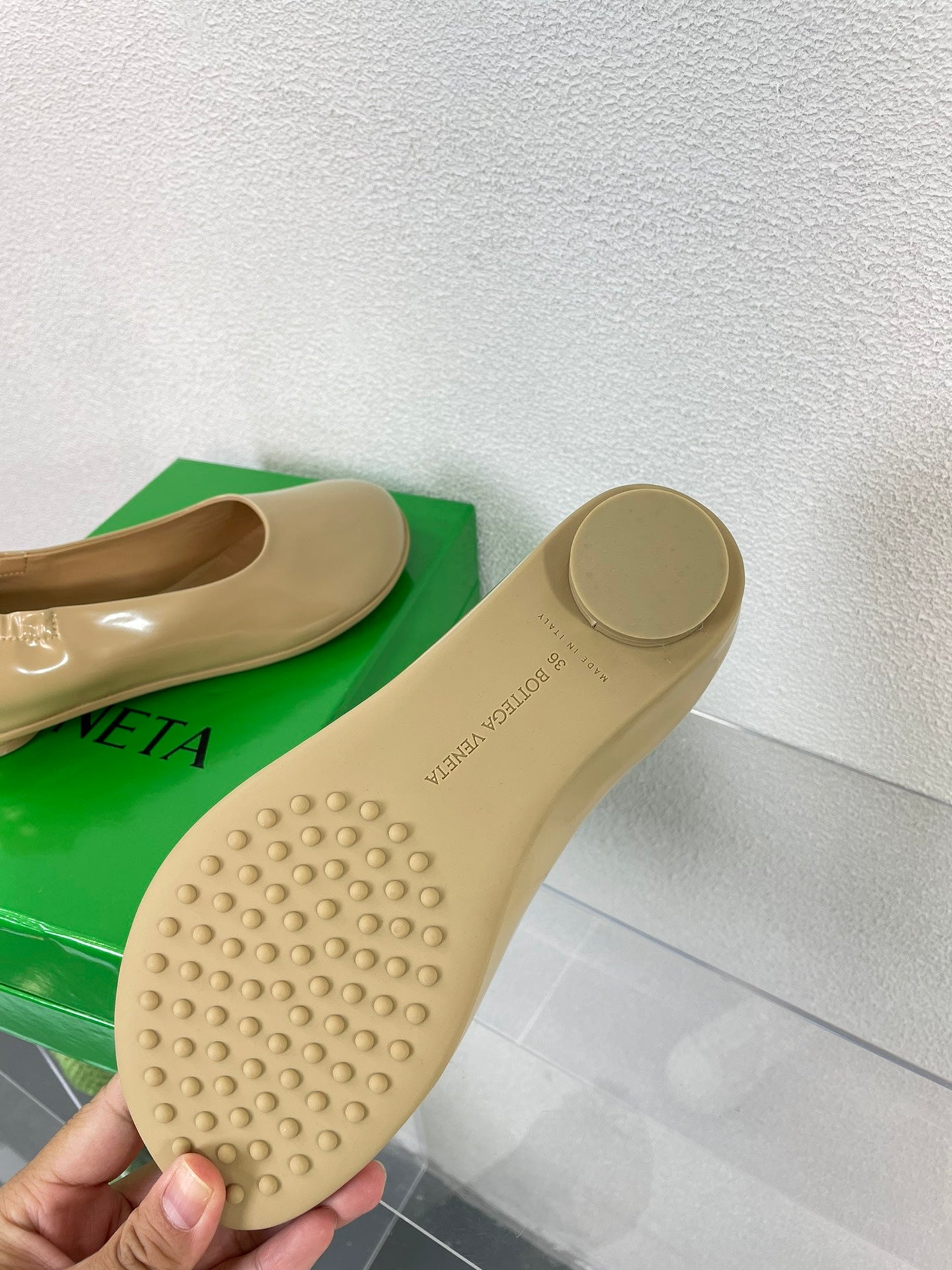 ATOMIC BALLERINA FLAT IN BISQUE BEIGE CALFSKIN - 34