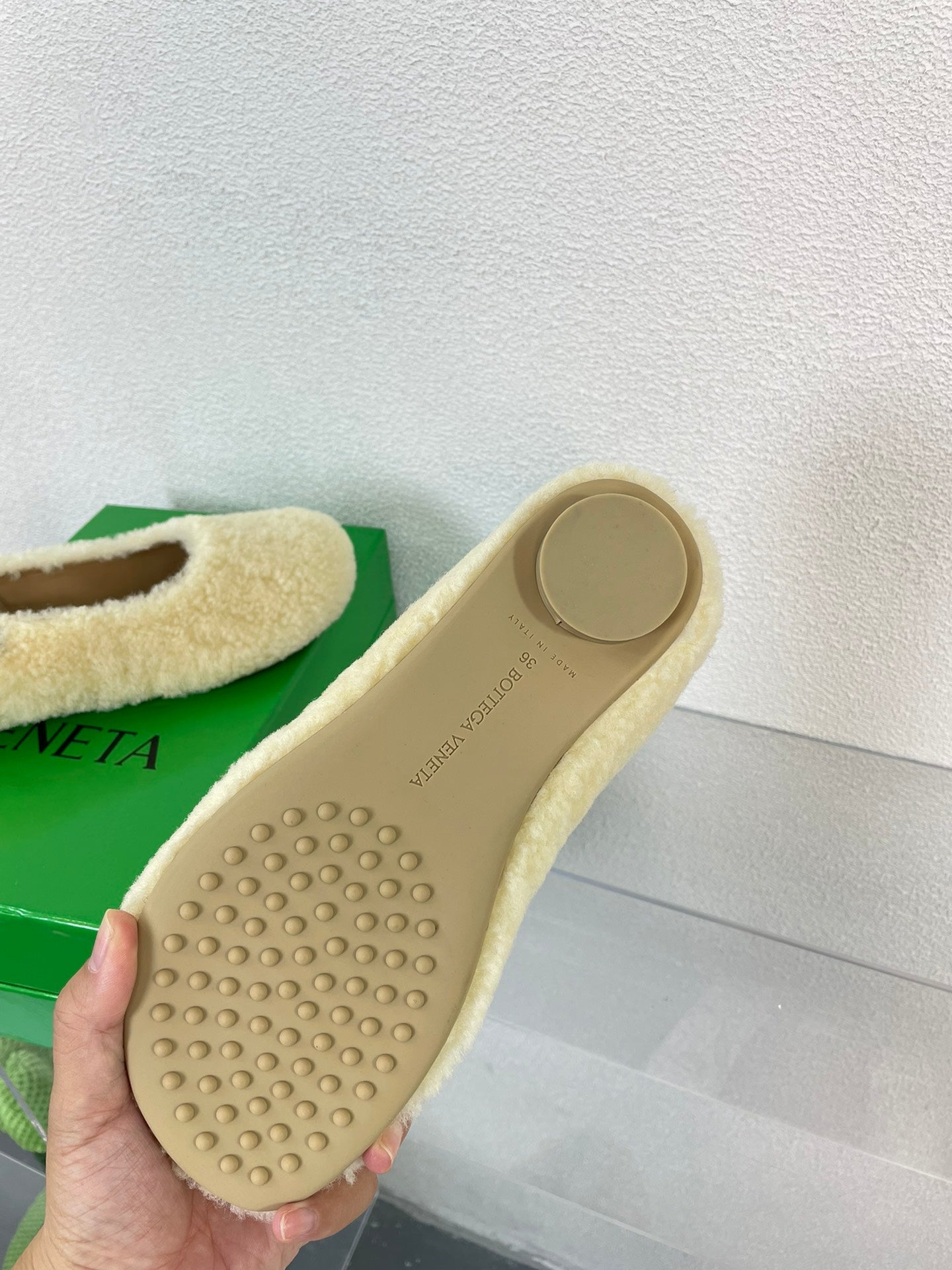 ATOMIC SHEARLING BALLERINA FLATS LIGHT YELLOW - 34