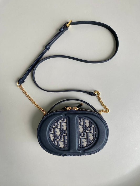 СУМКА-МЕСЕНДЖЕР OVAL 18 З ЖАККАРДУ DIOR OBLIQUE СИНЬОГО КОЛЬОРУ
