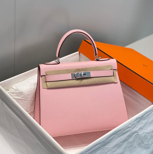 KELLY 28CM ВІДТІНКУ ROSE SAKURA ШКІРА SWIFT ФУРНІТУРА СРІБЛО
