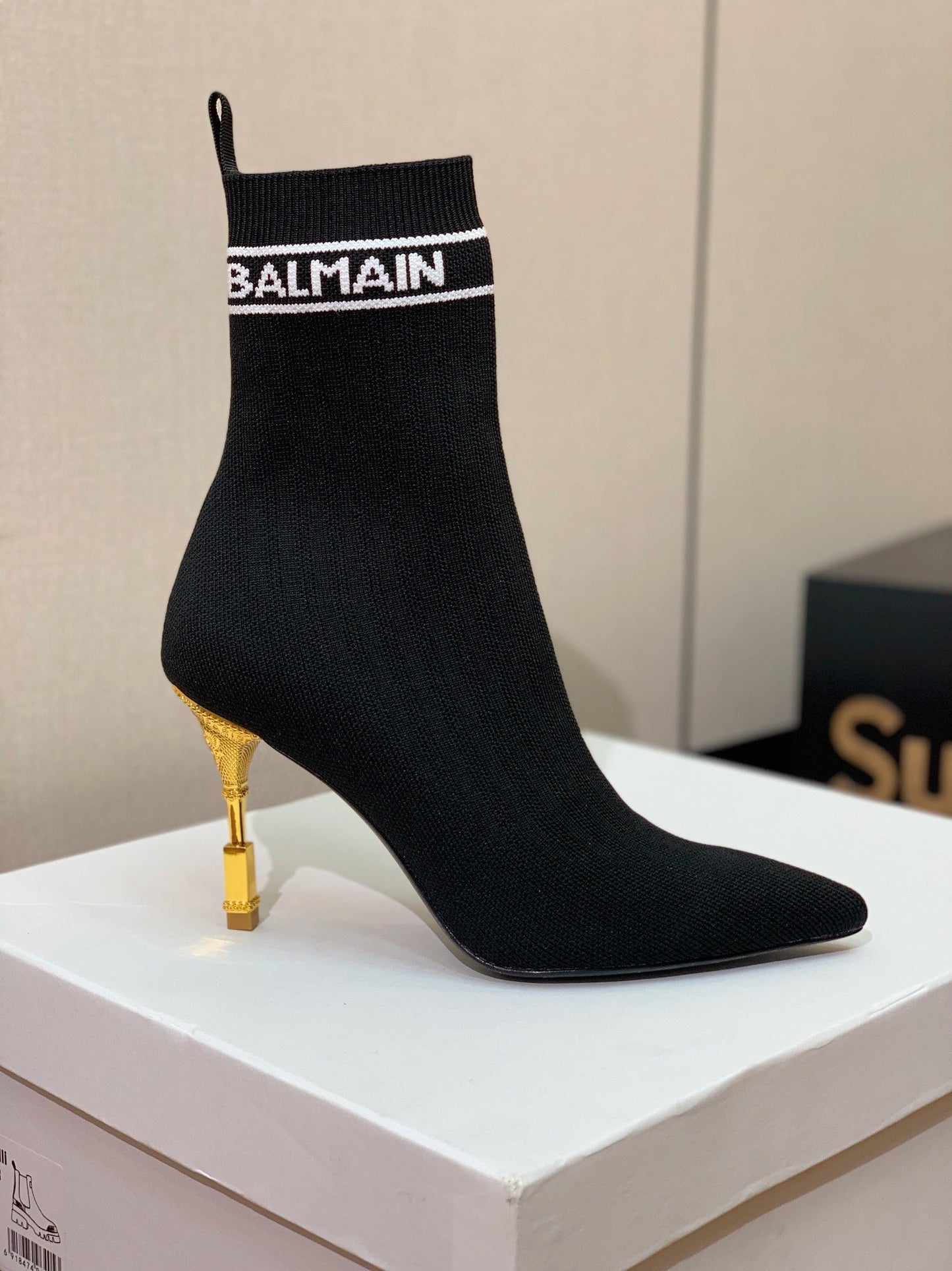 ЧОБОТИ BALMAIN 26S 95 ММ В ЧОРНОМУ СТИЛІ FLYKNIT 5