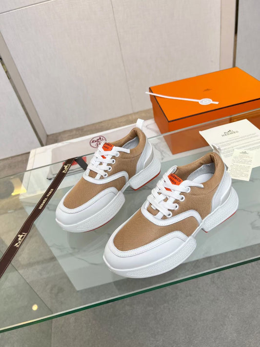 КРОСІВКИ GIGA SNEAKER CARAMEL MIX З БІЛОЇ ТЕЛЯЧОЇ ШКІРИ - 35