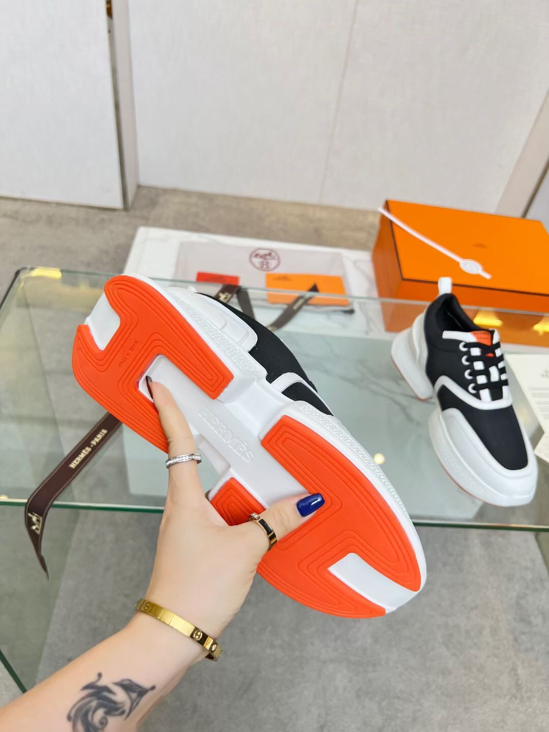 GIGA SNEAKER BLACK MIX WHITE CALFSKIN - 35