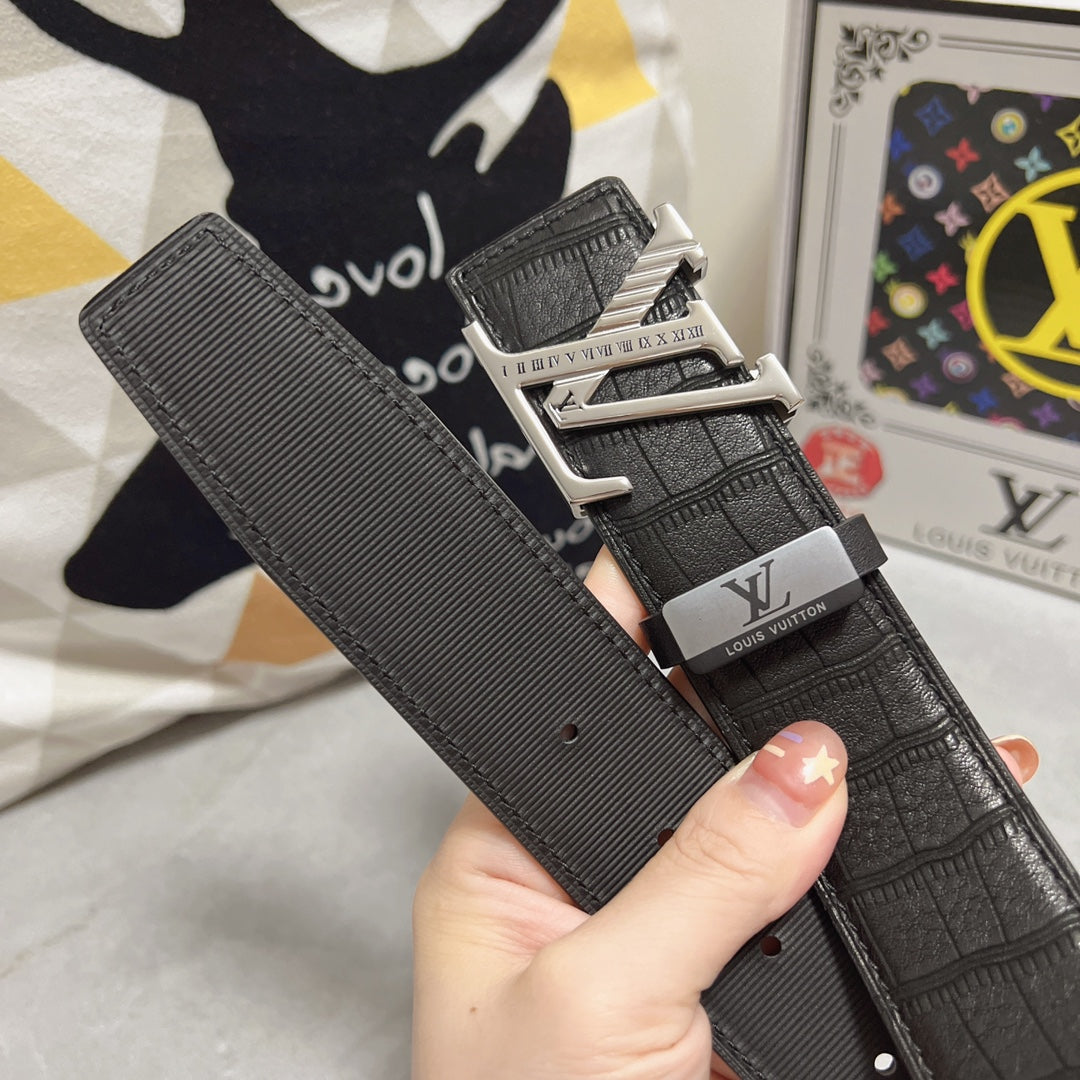 LV 25S BELT 38 MM IN BLACK CALFSKIN 593269 - 26-28