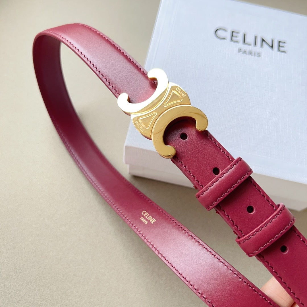 Medium Triomphe Belt 25mm Wine Calfskin Ghw - 30
