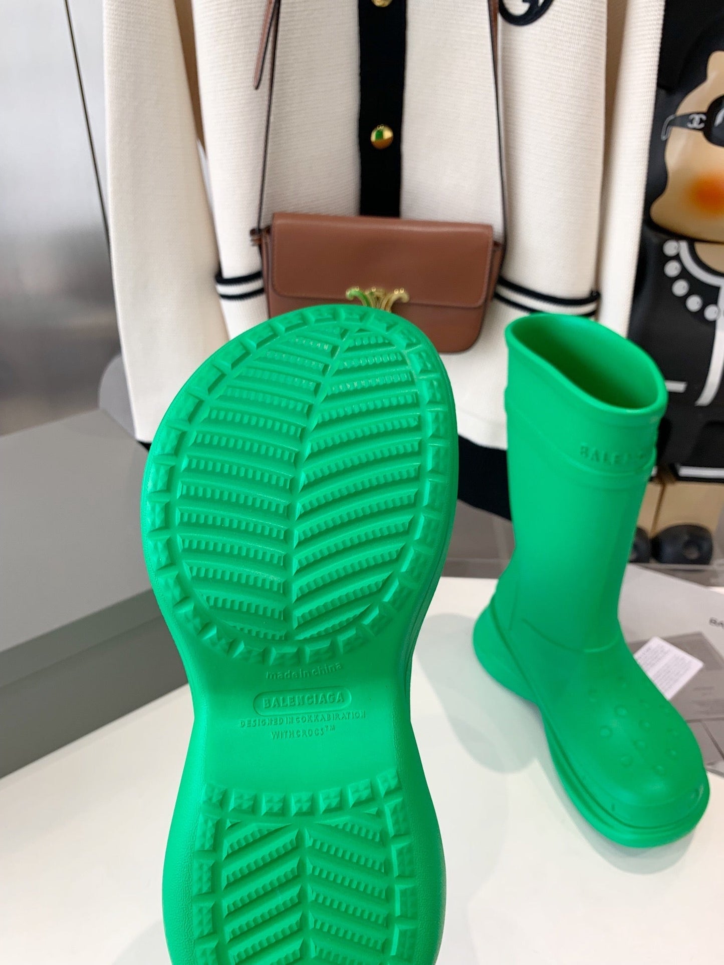 CROCS BOOTS IN GREEN RUBBER - 35