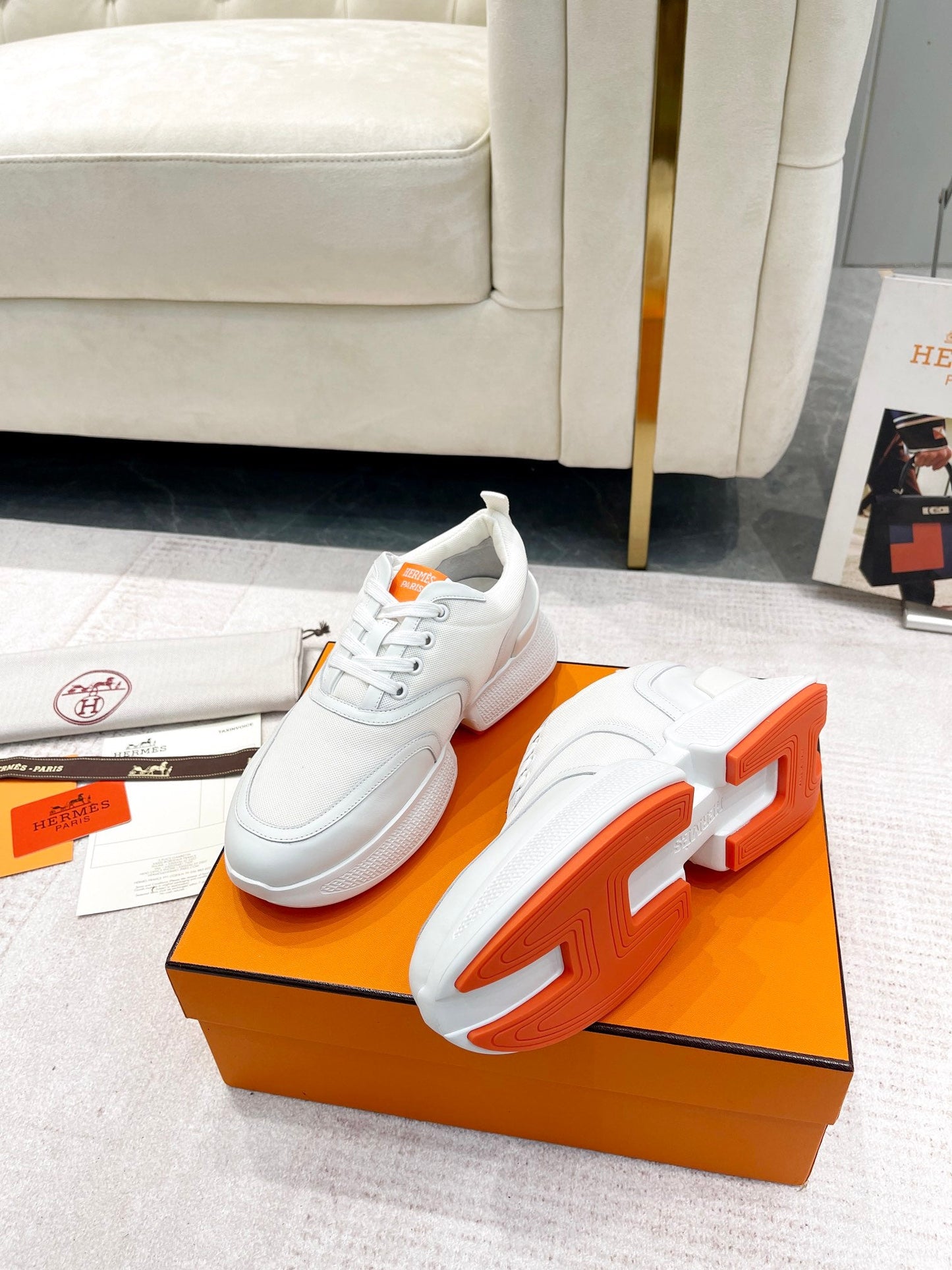 GIGA SNEAKER IN WHITE CREAM STITCHED MESH AND CALFSKIN - 35