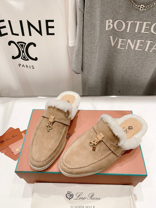 LP CHARMS WALK BABOUCHE LOAFERS CAMEL FLEECE - 35