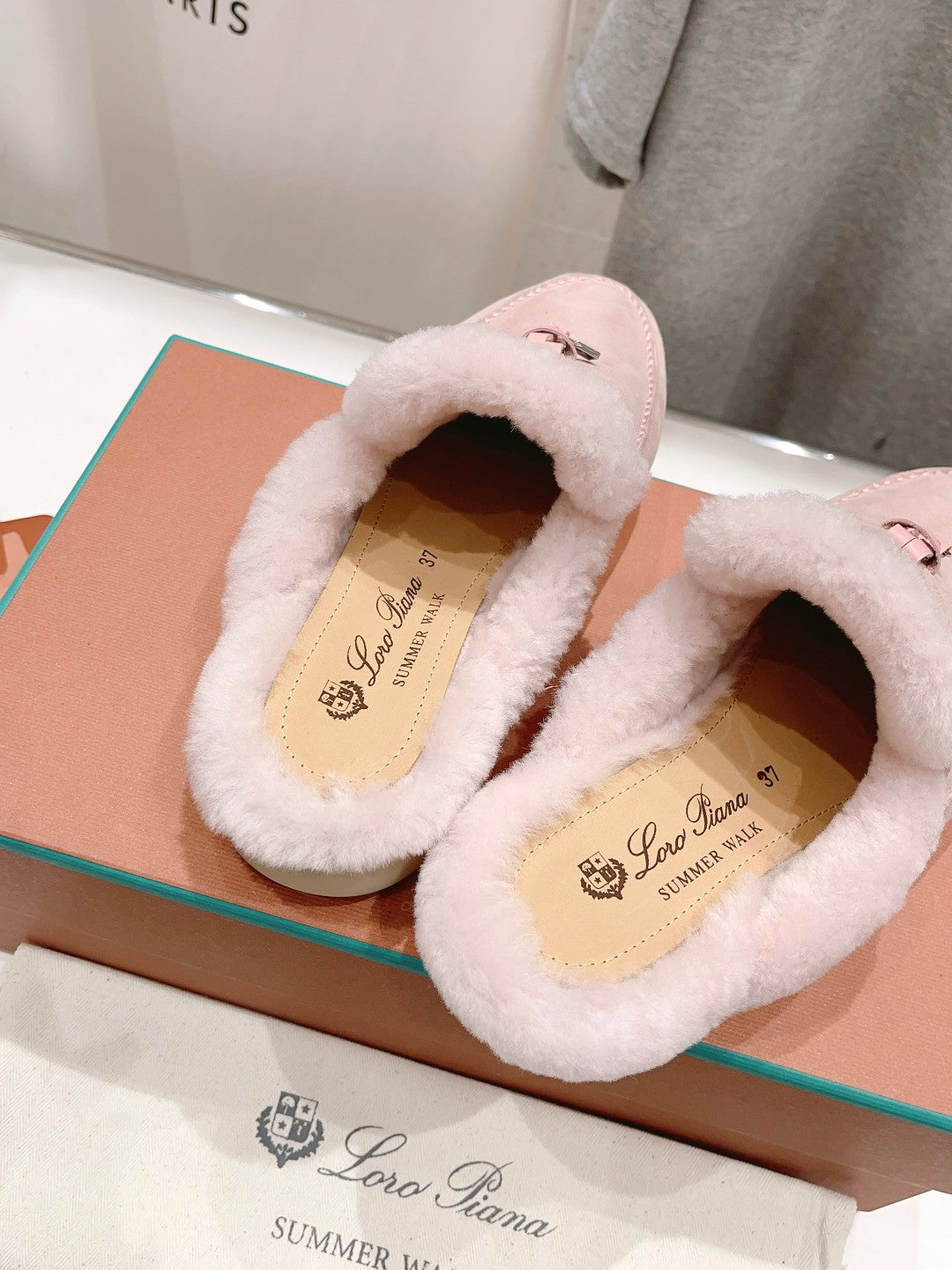 LP CHARMS WALK BABOUCHE LOAFERS LIGHT PINK FLEECE - 35