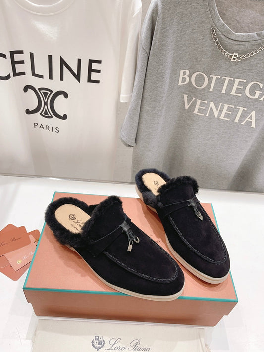LP CHARMS WALK BABOUCHE ЛОФЕРИ BLACK FLEECE - 35