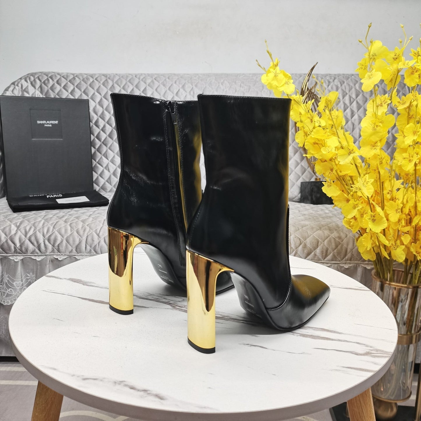 SL AUTEUIL HEELED ANKLE BOOT BLACK CALFSKIN - 35