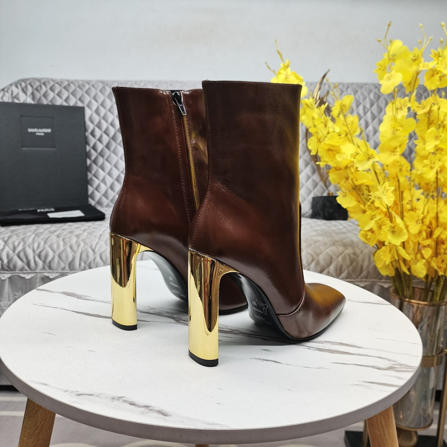 SL AUTEUIL HEELED ANKLE BOOT BROWN CALFSKIN - 35