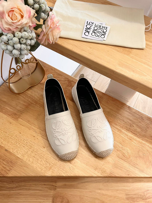 Loew Anagram Espadrille Ivory Black Leather - 35