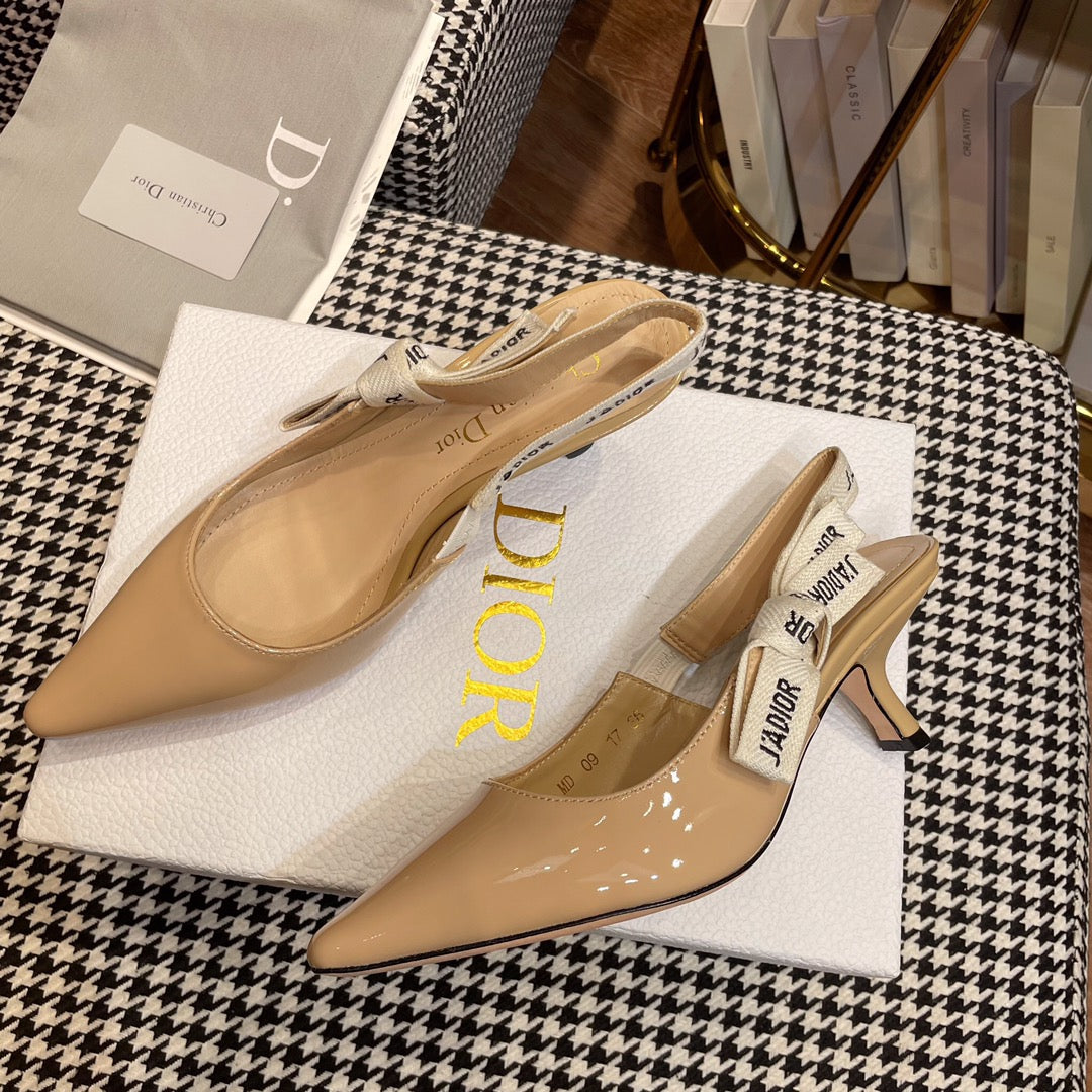 J'ADIOR SLINGBACK PUMPS IN BEIGE CALFSKIN - 34