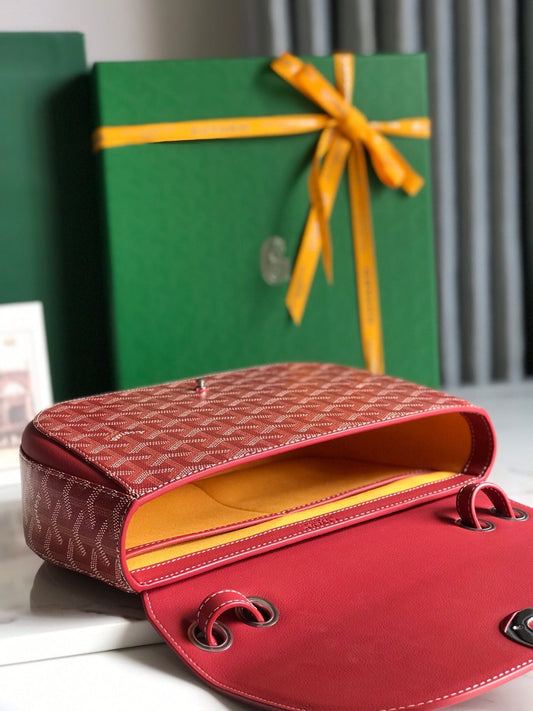 Сумка 233 BAG 25 з класичної червоної телячої шкіри та канви Goyardine