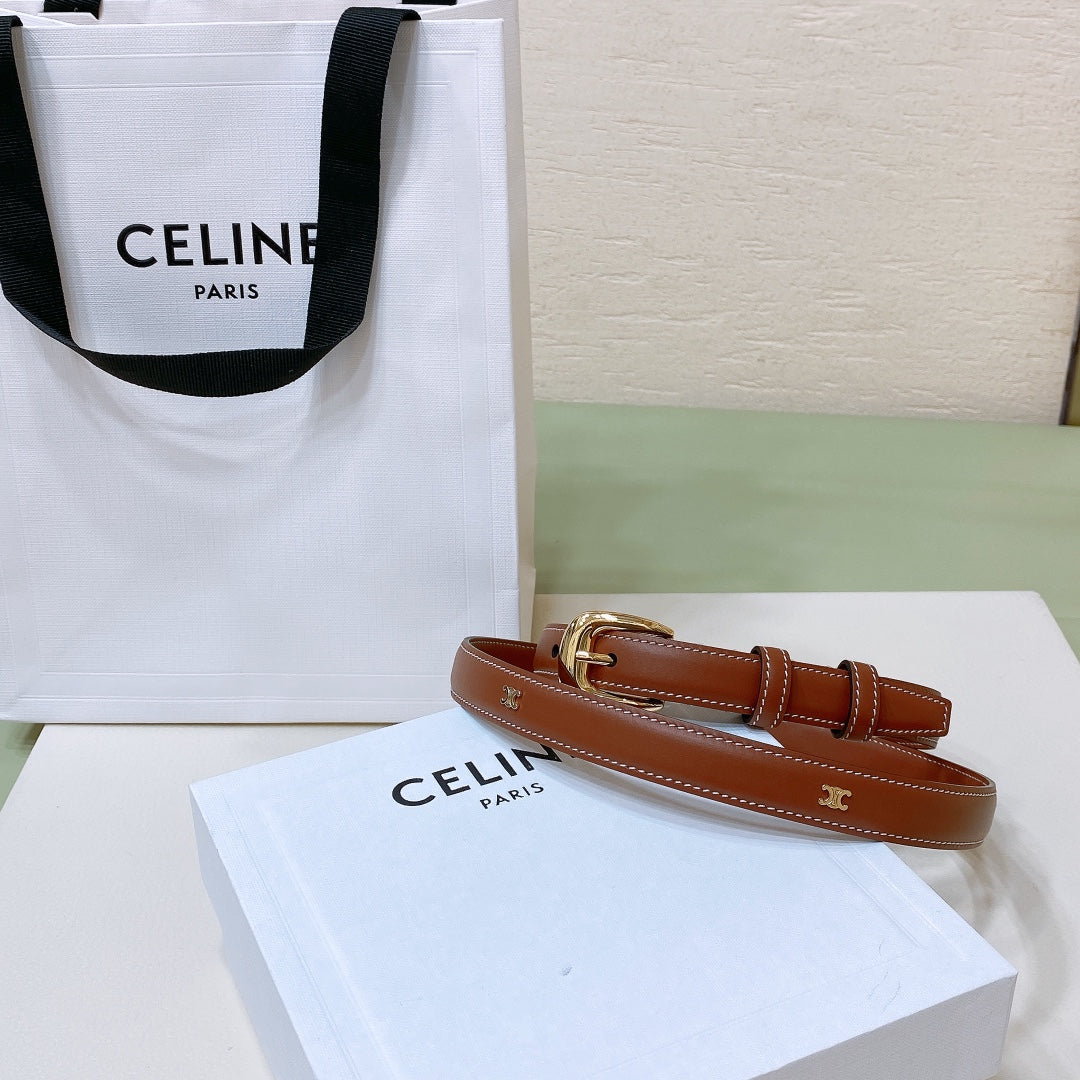 CL MINI 18 MM WESTERN BELT IN BRONZE BROWN CALFSKIN GOLD HARDWARE - 30
