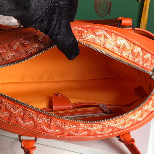 SAINT JEANNE BAG 35 IN RED ORANGE GOYARDINE CANVAS AND CALFSKIN