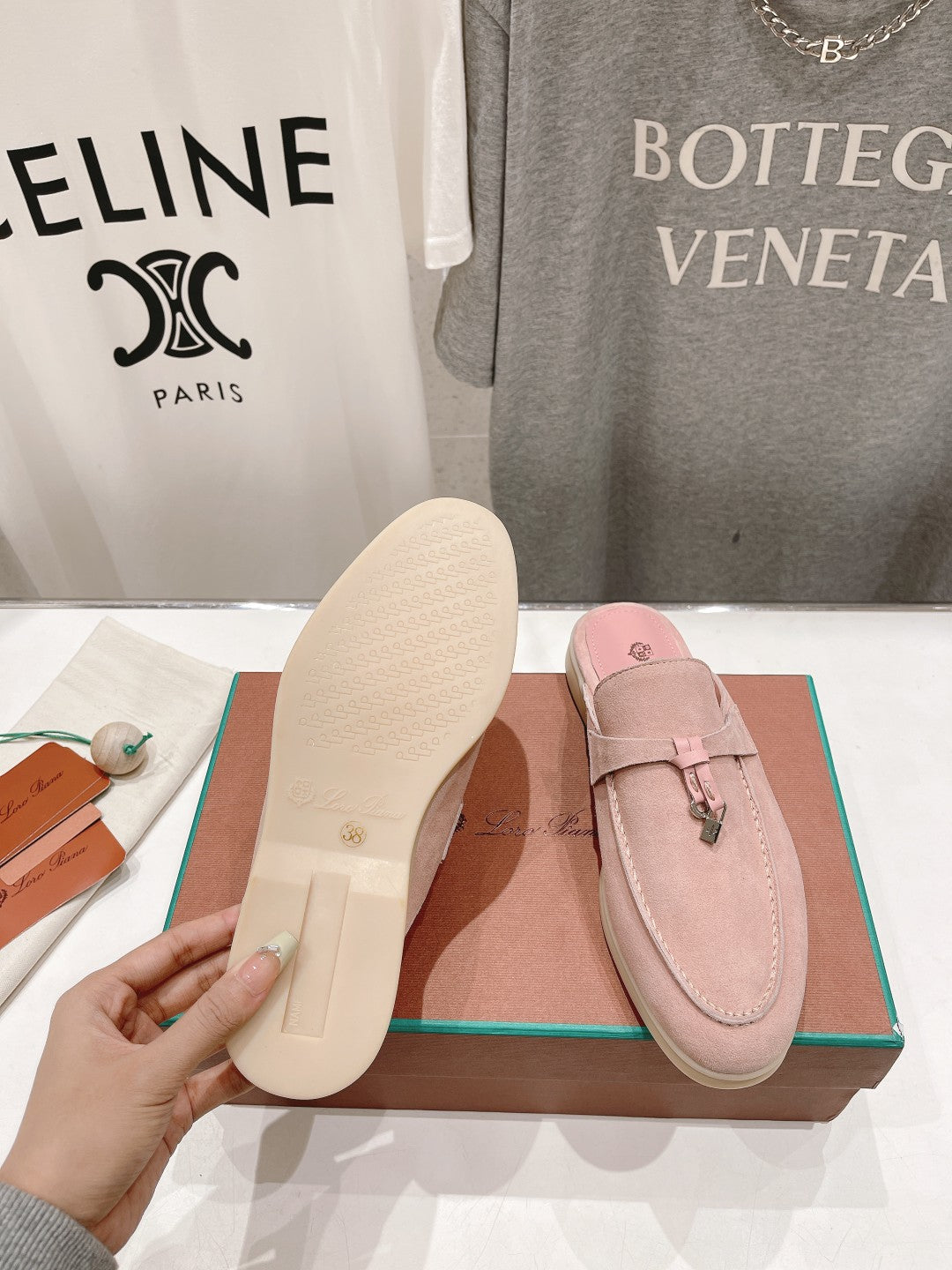 LP CHARMS WALK BABOUCHE LOAFERS PASTEL PINK SUEDE - 35