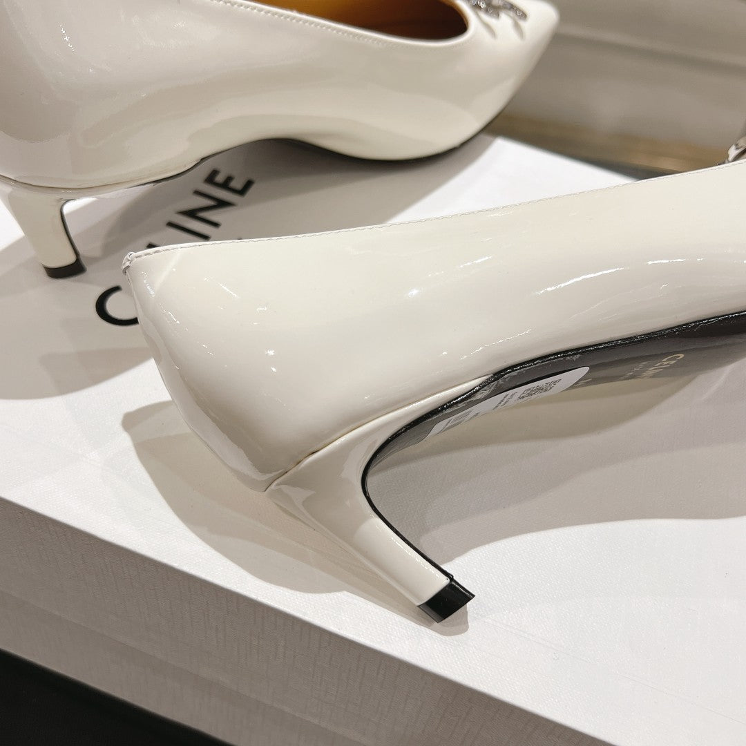 HIGH-HEELS 5 CM IN WHITE CALFSKIN - 34