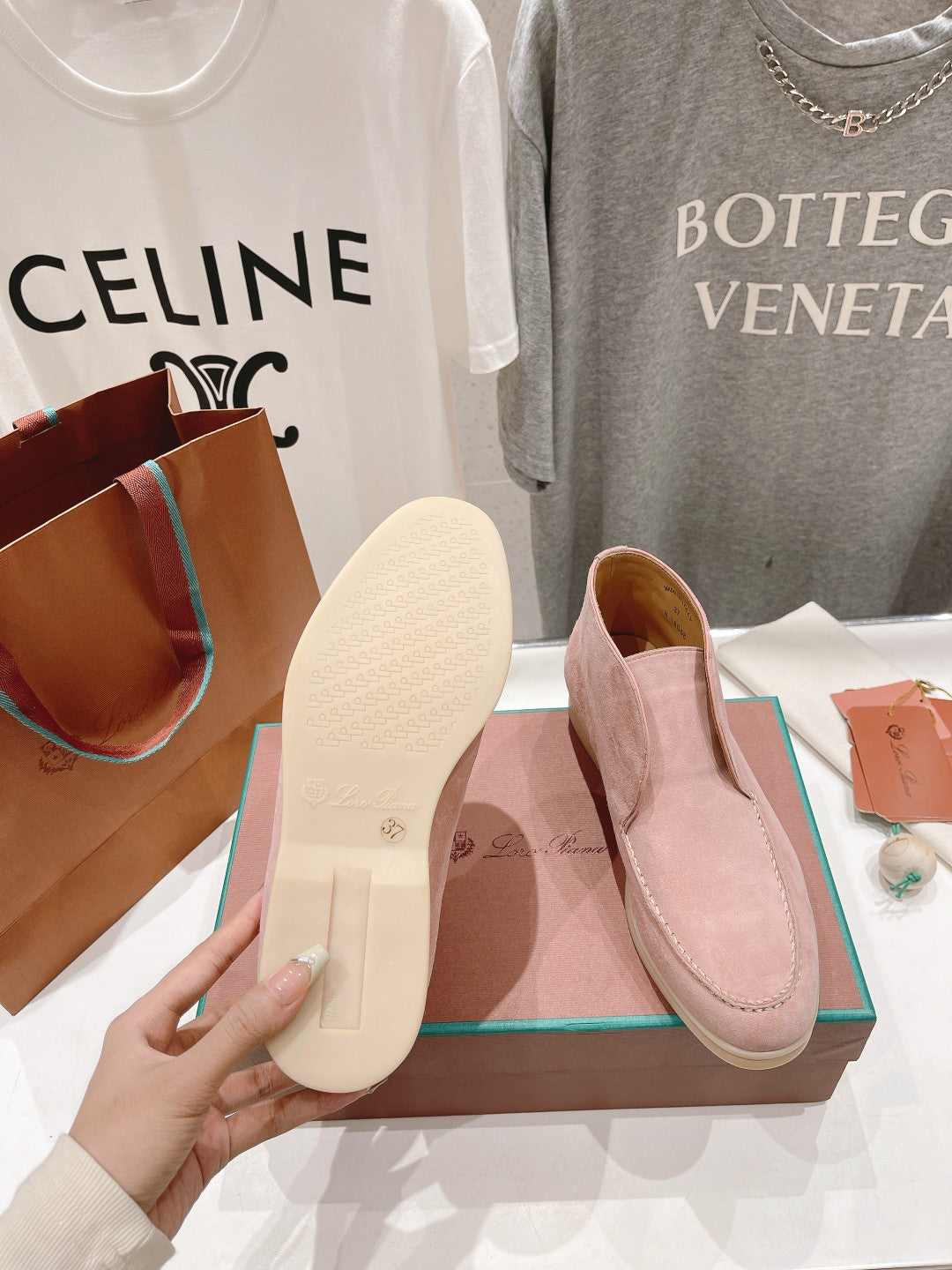 LP HIGH TOP OPEN WALK LOAFERS PASTEL PINK SUEDE - 35