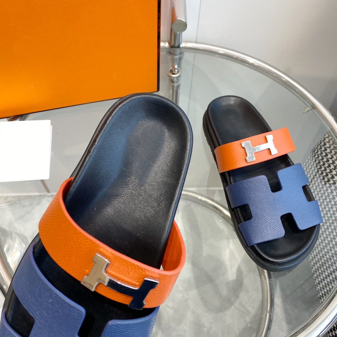 Chypre Sandal Charcoal Blue Leather - 35