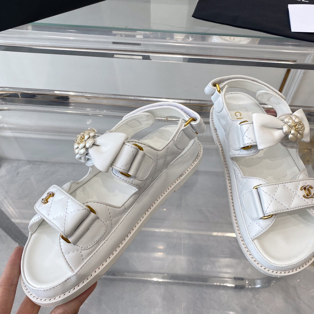 cc dad sandals white lambskin - 35