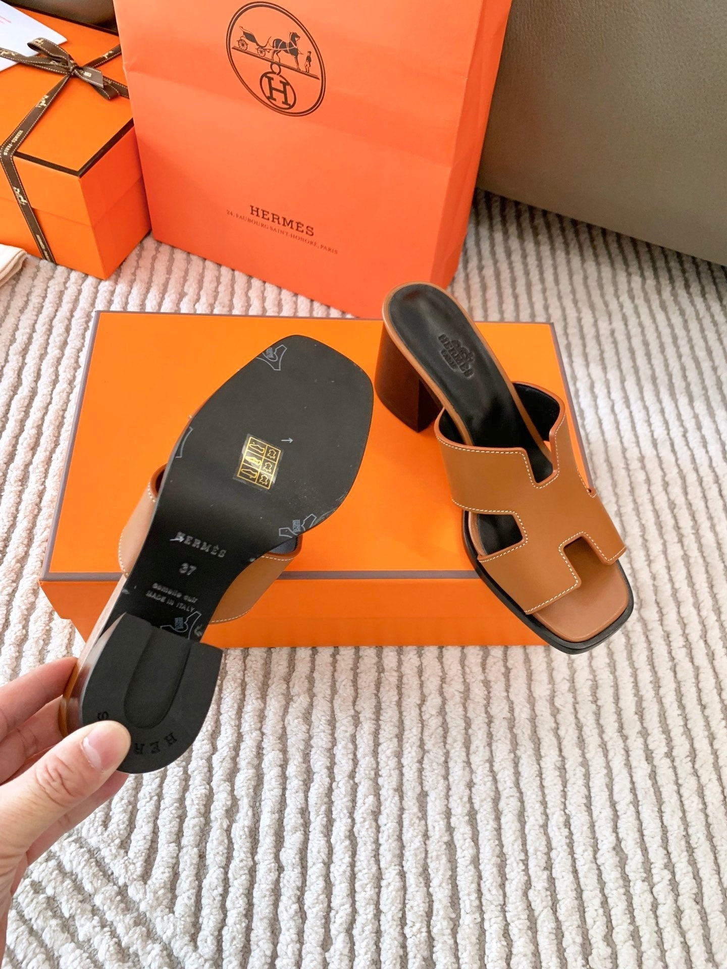 HELIA 60 SANDAL IN BRONZE BROWN CALFSKIN - 35