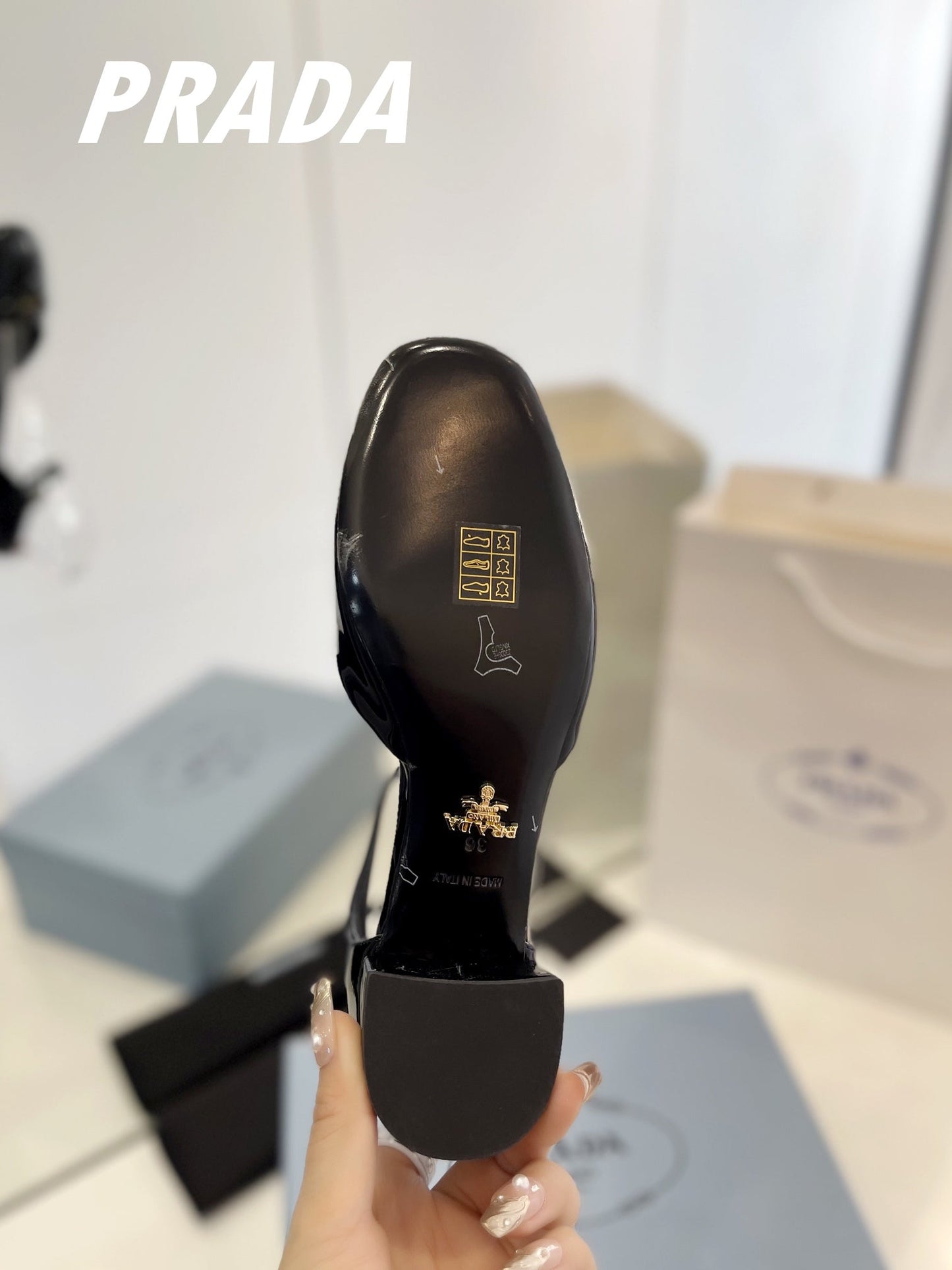 Pra Slingback 40 Square Sole Black Patent Leather - 35