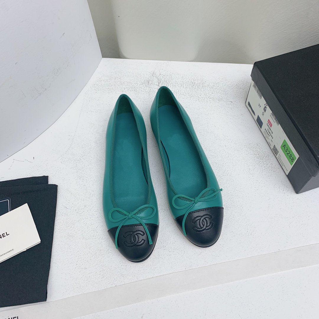 ballet flat blue green black lambskin - 35