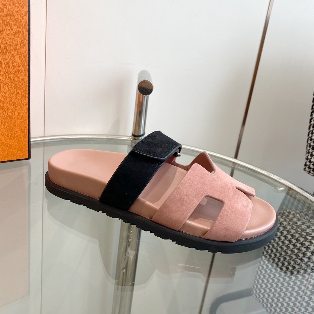 Chypre Sandal Suede Pink Chapas / Black - 35
