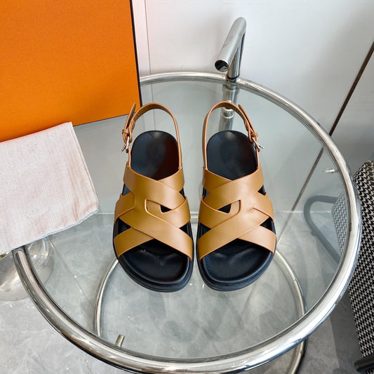 Босоніжки Genius Slingback світло-коричневі зі шкіри теляти - 35