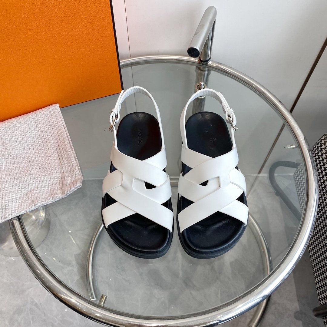 Genius Sandal Slingback White Calfskin Leather - 35