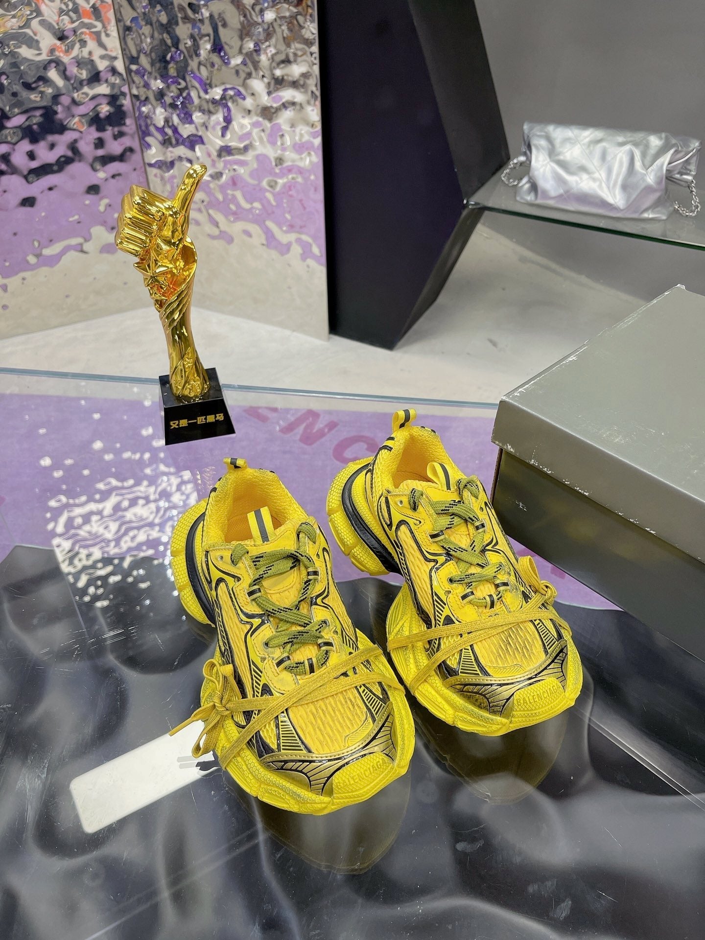 3XL SNEAKER IN YELLOW MIX BLACK MESH AND POLYURETHANE - 35